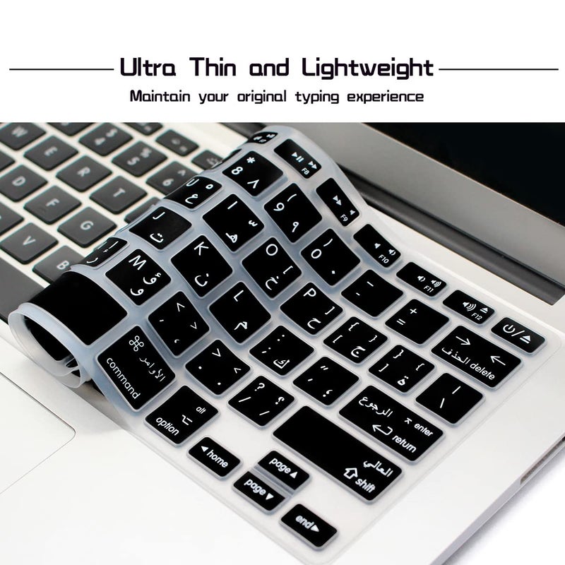 HRH Arabic/English Silicone Keyboard Cover Skin for MacBook Air 13,for MacBook Pro 13/15/17(with or w/Out Retina Display,2015 or Older Version),for iMac Older USA Layout Keyboard Protector-Black - Image 4